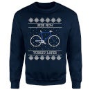 Ride Now, Turkey Later Christmas Sweater - Navy