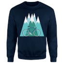 Bike and Mountains Christmas Sweater - Navy