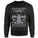 Bobs Burgers Tina Butts Christmas Sweater - Black