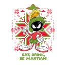 Camiseta navideña para mujer Looney Tunes Eat Drink Be Martian - Blanco