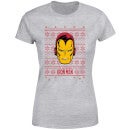 Marvel Iron Man Face Women's Christmas T-Shirt - Grey