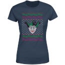 DC Joker Knit Women's Christmas T-Shirt - Navy