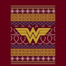 DC Wonder Woman Knit Women's Christmas T-Shirt - Burgundy