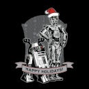Star Wars Happy Holidays Droids Women's Christmas T-Shirt - Black