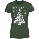 Star Wars Character Christmas Tree Women's Christmas T-Shirt - Forest Green