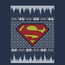 DC Superman Knit Women's Christmas T-Shirt - Navy