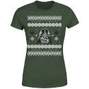 Star Wars Darth Vader Knit Women's Christmas T-Shirt - Forest Green