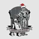 Camiseta navideña Happy Holidays Droids para mujer de Star Wars - Gris