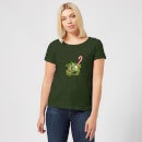 Star Wars Candy Cane Yoda Women's Christmas T-Shirt - Forest Green