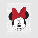 Camiseta navideña para mujer Minnie Face de Disney - Gris