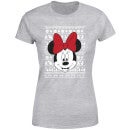 Disney Minnie Face Women's Christmas T-Shirt - Grey