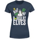 Elf Raised By Elves Women's Christmas T-Shirt - Navy