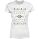 Star Wars Yoda Knit Women's Christmas T-Shirt - White