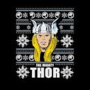 Marvel Thor Face Women's Christmas Jumper - Black