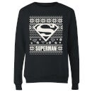 DC Superman Knit Pattern Women's Christmas Sweater - Black