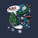DC Superman Peace On Earth Women's Christmas Sweater - Navy