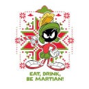 Looney Tunes Eat Drink Be Martian Pull de Noël Femme - Blanc