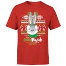 Looney Tunes Bugs Bunny Knit Men's Christmas T-Shirt - Red