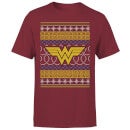 Camiseta navideña para hombre Wonder Woman Knit de DC - Burdeos