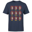 Elf Faces Men's Christmas T-Shirt - Navy