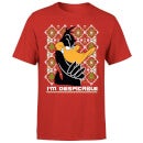 Looney Tunes Daffy Duck Knit Men's Christmas T-Shirt - Red
