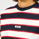 MSGM Women's Striped Logo T-Shirt - White