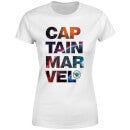 Captain Marvel Space Text Women's T-Shirt - White