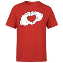 Disney Mickey Heart Hands Men's T-Shirt - Red