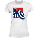 Avengers Assemble Captain America Outline Badge Women's T-Shirt - White