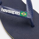 Havaianas Toddler's Brasil Logo Sandals - Navy Blue/Citric Yellow