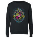 Harry Potter Hogwarts Neon Crest Women's Sweatshirt - Black