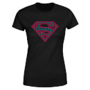 Justice League Superman Retro Grid Logo Women's T-Shirt - Black