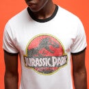 Jurassic Park Primal Vintage Logo Ringer T-Shirt - White/Black