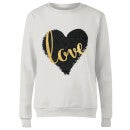 Black Love Heart Love Women's Sweatshirt - White