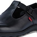 Kickers Fragma T-Bar - Ballerines En Cuir Noir Élégantes Pour Fille - Idéales Pour L'École