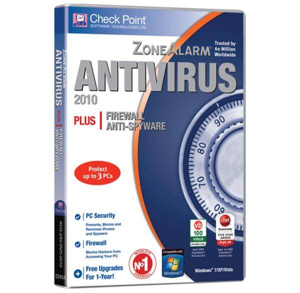 ZoneAlarm Antivirus 2010 3 Utilisateurs 1 An