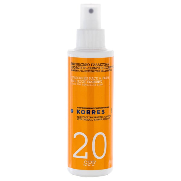KORRES Natural Yoghurt Face and Body Sunscreen -aurinkorasva, SPF20 150ml
