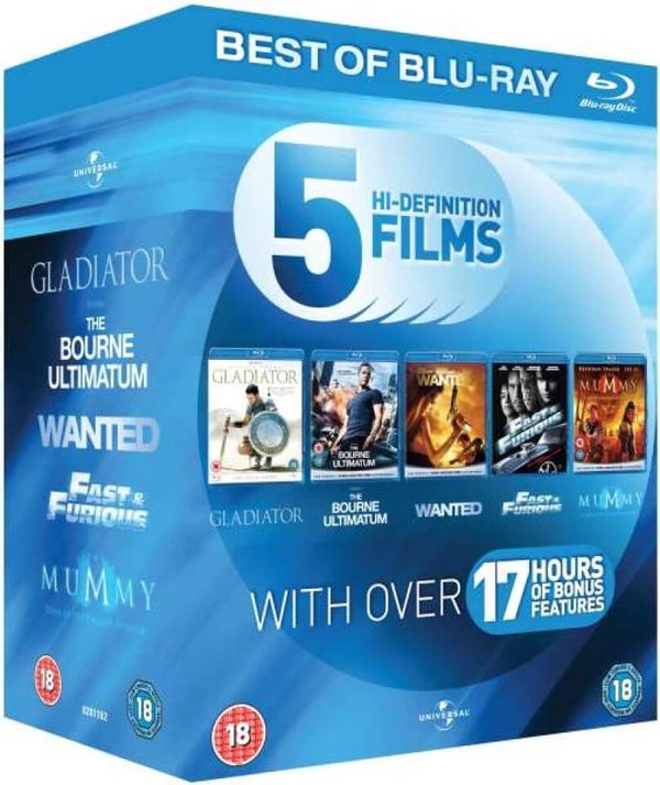 Blu-Ray Starter Pack: Gladiator / Bourne Ultimatum / Wanted / Fast and the Furious / Mummy: Tomb of Dragon Emperor