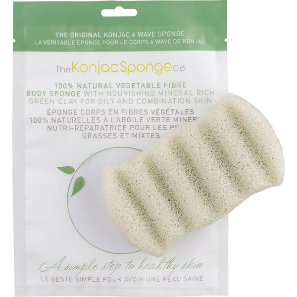 The Konjac Sponge Company ฟองน้ำอาบน้ำ 6 Wave พร้อมดินเหนียวสีเขียว