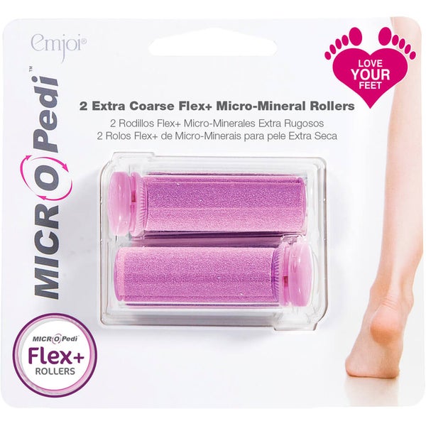 Сменные роликовые насадки для педикюра для очень огрубевшей кожи Emjoi MICRO Pedi Extra Coarse Flex+ Rollers — Pink