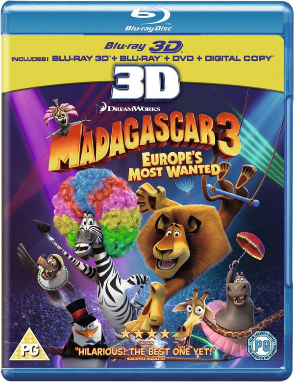 Madagascar 3: Europes Most Wanted 3D (3D Blu-Ray, 2D Blu-Ray, DVD en Digital Copy)