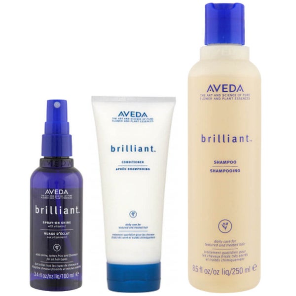 Aveda Pflege Trio für Haarglanz Brilliant Shampoo, Conditioner & Spray On Shine