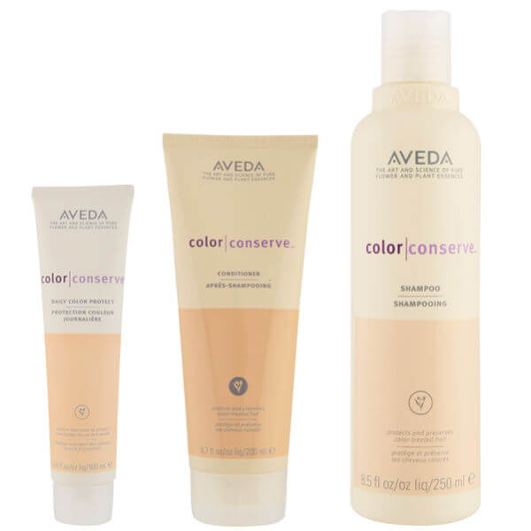 Aveda Colour Conserve Trio- Shampoo, Conditioner & Daily Colour Protect -shampoo, hoitoaine ja Daily Colour Protect