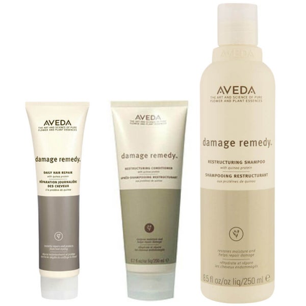 Shampoing, après-shampoing et soin réparateur journalier restructurant des cheveux Aveda Damage Remedy Trio