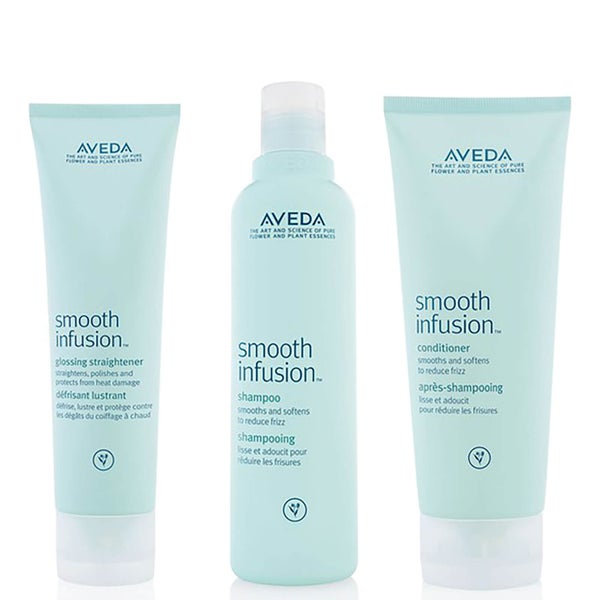 Aveda Smooth Infusion Trio - Shampoo, Conditioner & Glossing Straightener szampon, odżywka i krem do prostowania włosów