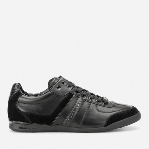 BOSS Green Men's Aki Leather/Suede Trainers - Black