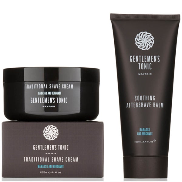 Gentlemen's Tonic Shaving Duo - Traditional Shave Cream and Soothing Aftershave Balm (Worth $66)