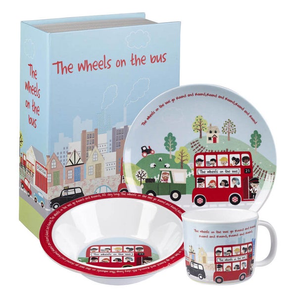 Little Rhymes Wheels on the Bus 3 Piece Melamine Breakfast Set