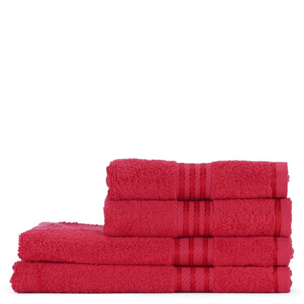 Restmor 100% Ägyptische Baumwolle 4 Stück Premium Handtuchset - Rot