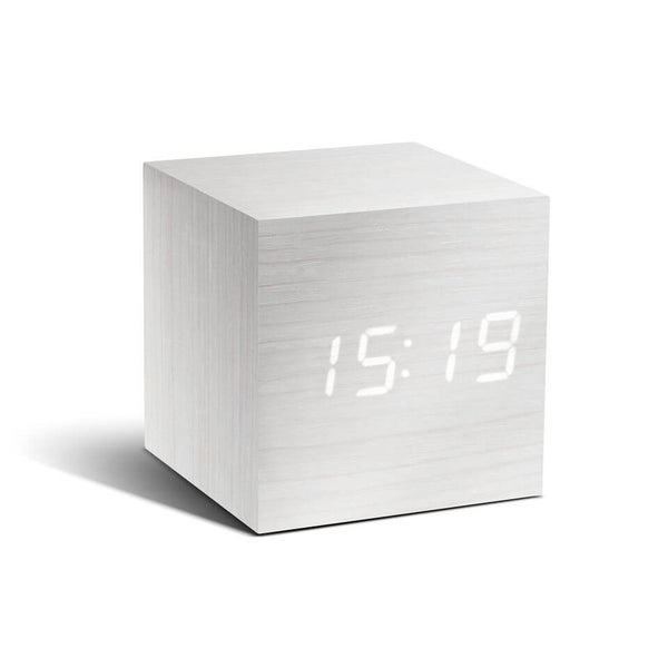 Gingko Click Clock Réveil Cube - Blanc